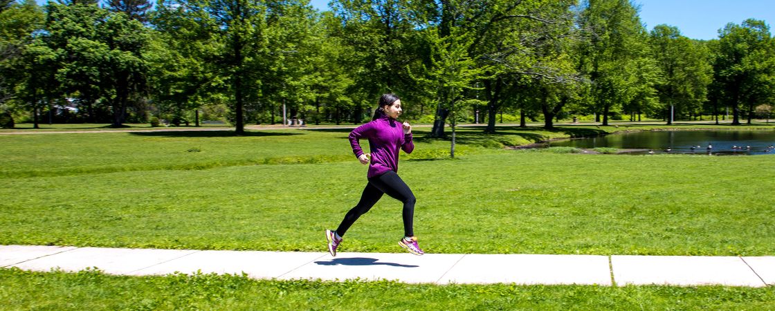 Person running in park